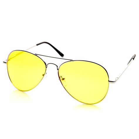 Retro Metal Aviator Sunglasses Yellow Driving Lens Zerouv