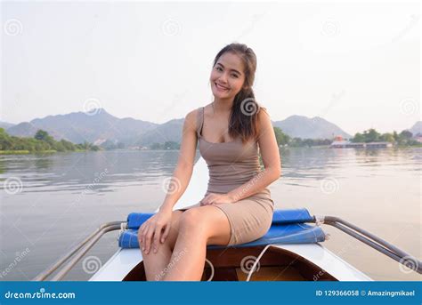 Young Beautiful Asian Tourist Woman Traveling With Boat In Thailand