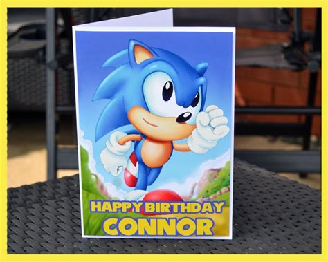 sonic  hedgehog birthday card  custom  etsy