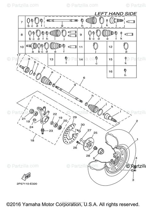 yamaha side  side  oem parts diagram  front wheel partzillacom