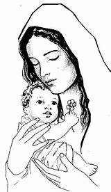 Mary Jesus Baby Mother Coloring sketch template