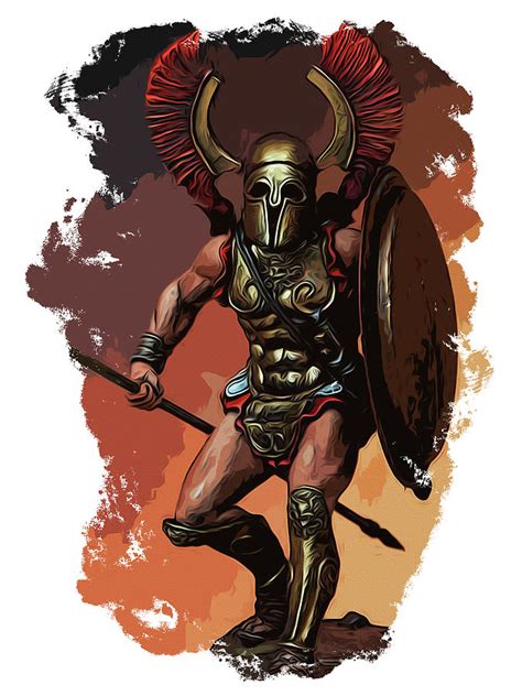 ancient spartan warrior painting   fineartprints pixels