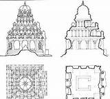 Temple Architecture Drawing Dravidian Plan Style Indian Symbols sketch template