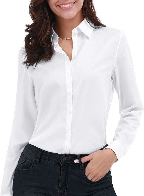 Buy Gemolly Womens Basic Button Down Shirts Long Sleeve Plus Size