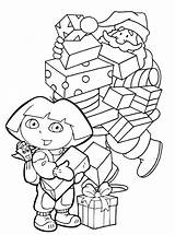 Dora Coloring Pages Christmas Santa Printable Claus Gifts Gifting Many Getdrawings Library Clipart Getcolorings Popular sketch template