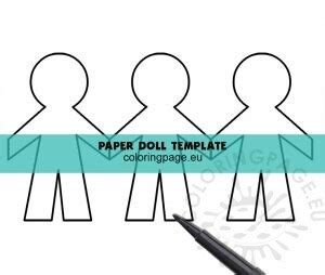 paper doll chain template coloring page
