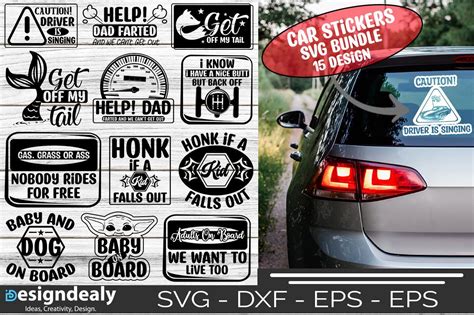 car stickers svg bundle graphic  designdealy creative fabrica