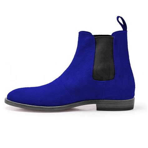 men blue chelsea suede ankle leather boots leather skin shop