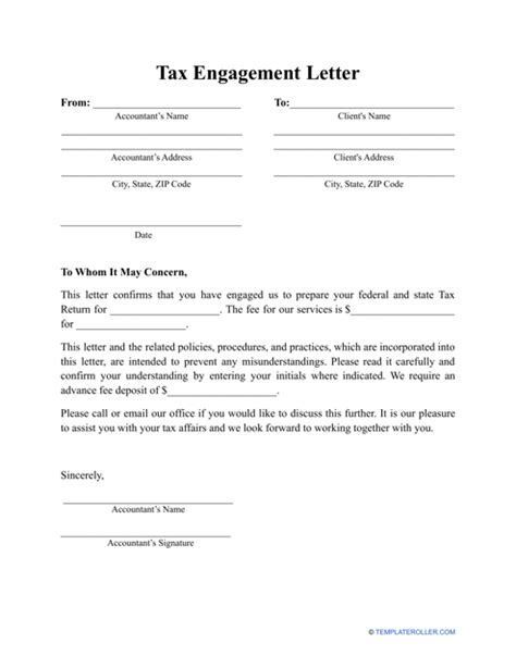 tax engagement letter template fill  sign