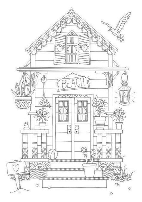 pin  houses building places coloring pages