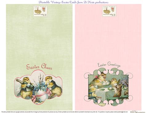 bnute productions  printable vintage easter folded cards