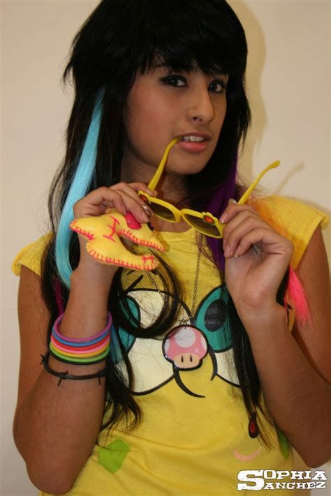 colorful outfit on hot teen model sophia sanchez hanging