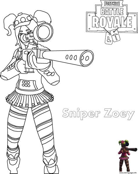 zoey sniper rifle fortnite coloring page printable