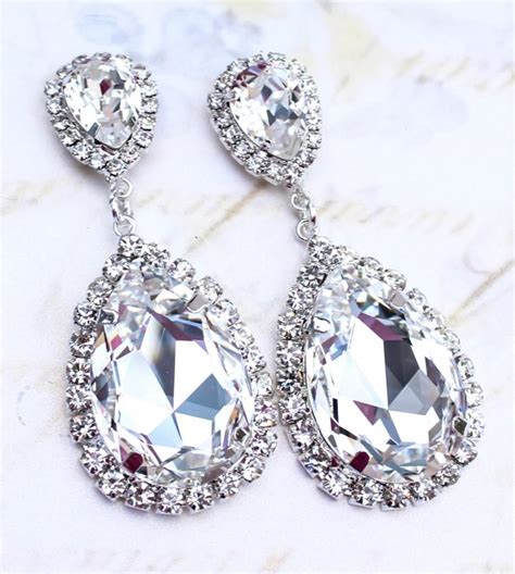 crystal bridal earrings diamond bridal jewelry cubic zirconia earrings pear drop earrings