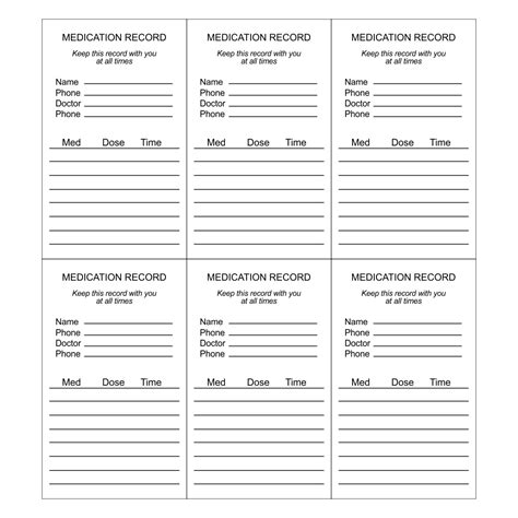printable medication list card     printablee