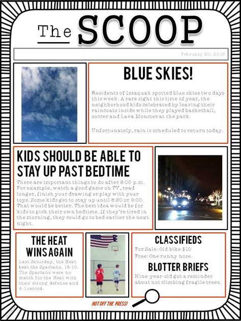 student newspaper template    class writing projects