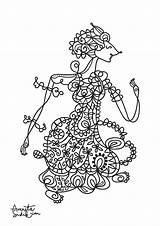Javanese Doll Coloring Stress Anti Woman Adult sketch template