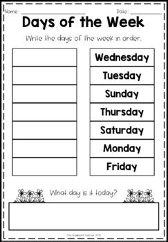 days   week printables   organised teacher tpt