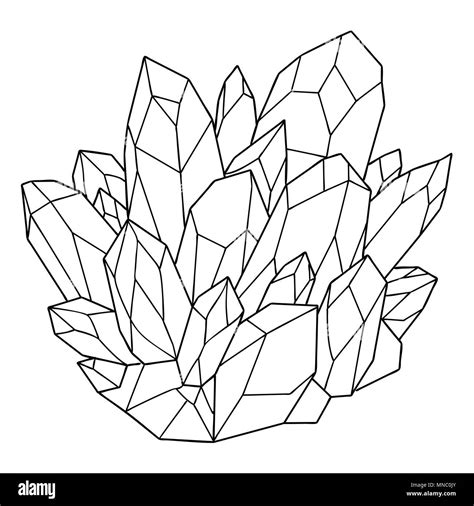 hand drawn crystal  coloring book page  illustration stock
