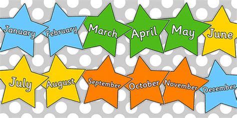 👉 multicolored stars months of the year teacher made