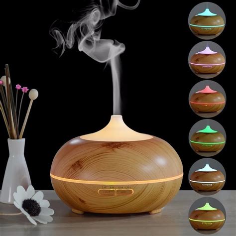 color changing led light aroma diffuser ml wood grain aromatherapy