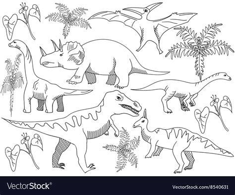 dinosaur coloring book  adults royalty  vector image