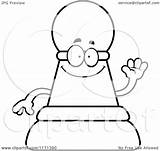 Pawn Chess Coloring Mascot Waving Clipart Cartoon Thoman Cory Outlined Vector 2021 sketch template