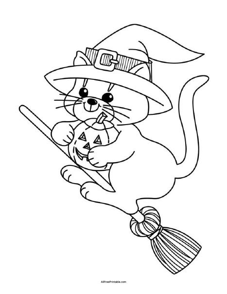 halloween cat coloring page  printable
