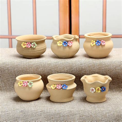lovely small ceramic floral garden pot planter cute coarse pottery succulent plants flower pot