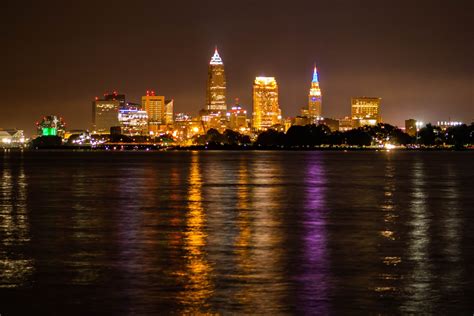 Cleveland Skyline At Night Digital Photography Download Etsy