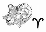 Coloring Adult Aries Zodiac Pages Signs Ram Symbol Displaying Fun sketch template