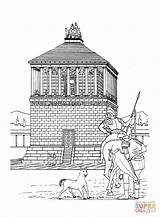 Coloring Mausoleum Halicarnassus Pages Wonders Rhodes Colossus Printable Drawing Popular sketch template