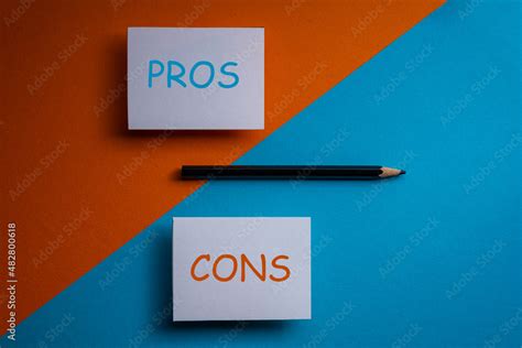 foto stock pros  cons decision making background     blue  orange graphic