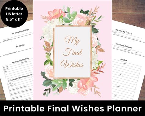 final wishes planner     letter size  etsy