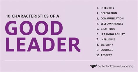 the 10 characteristics and qualities of a good leader ccl