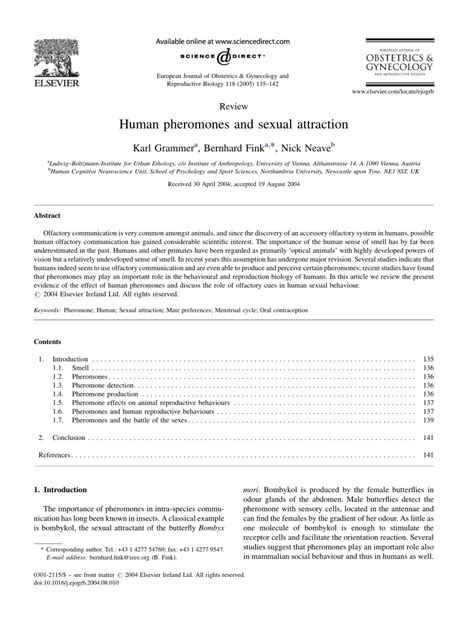 Pdf Human Pheromones And Sexual Attraction