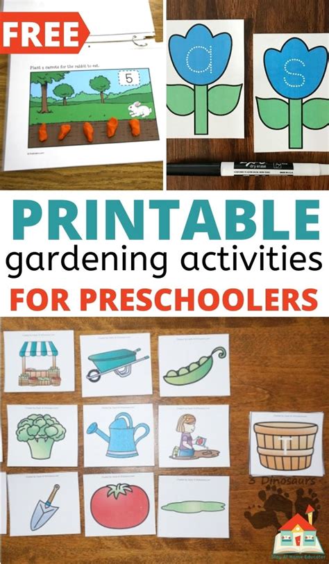 garden themed printables  preschoolers stay  home educator