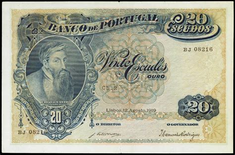 portugal  escudos banknote  joao de castroworld banknotes