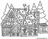 Gingerbread House Coloring Christmas Pages Printable Print Color sketch template