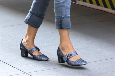 sarah jessica parker revamps classic pieces in sparkly mary jane pumps