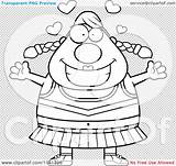 Chubby Cheerleader Arms Open Outlined Coloring Clipart Cartoon Vector Thoman Cory sketch template