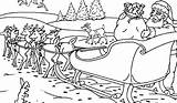 Coloring Santa Reindeer Sleigh Pages Claus Christmas Printable Print Popular Coloringhome sketch template