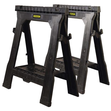 stanley    plastic folding sawhorse  pack   home depot