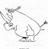 Rhino Peeved Cartoon Vector Outline Coloring Leishman Ron Royalty sketch template
