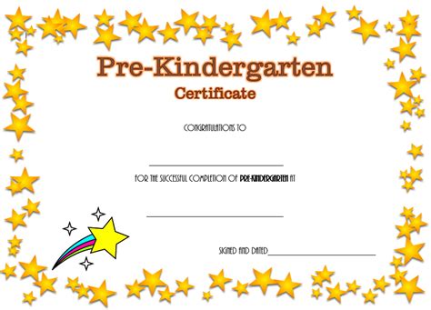 pre kindergarten diploma certificate  sparkle