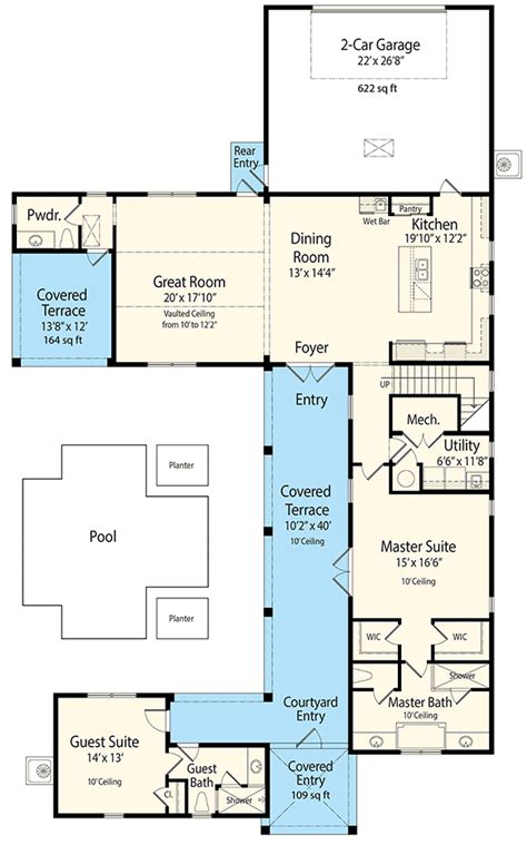 shaped house plans  courtyard house plans ranch courtyard
