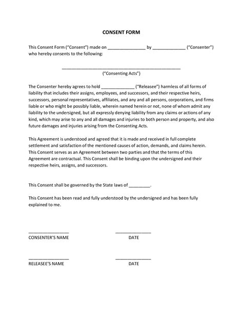 sample consent form   documents  word  gambaran