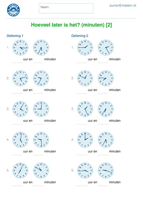 werkblad hoeveel   het minuten