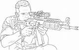 Drawing Sniper Rifle Man Draw Getdrawings sketch template