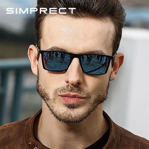simprect 2019 square sunglasses men polarized mirror retro vintage